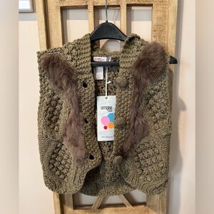 Umgee Chunky Knit Cardigan in Olive Brown Large